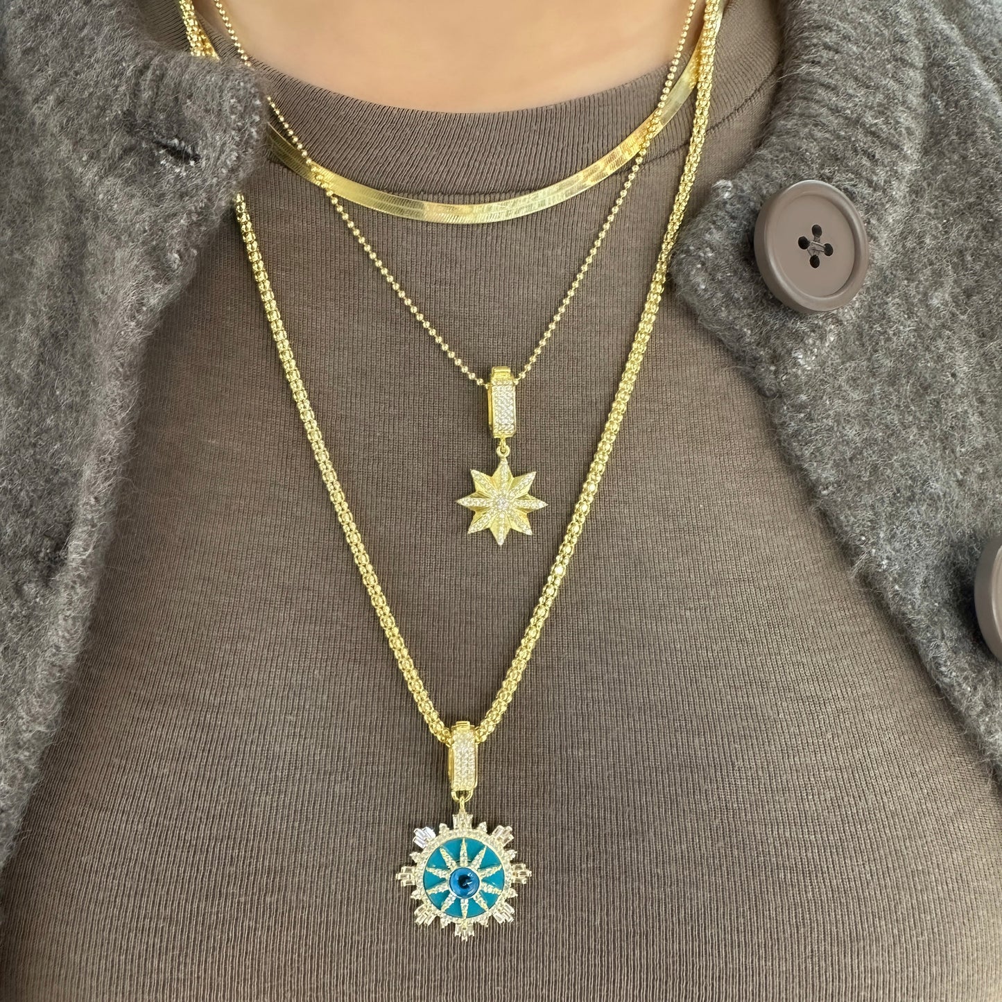 Stone Snowflake Pendant / Charm