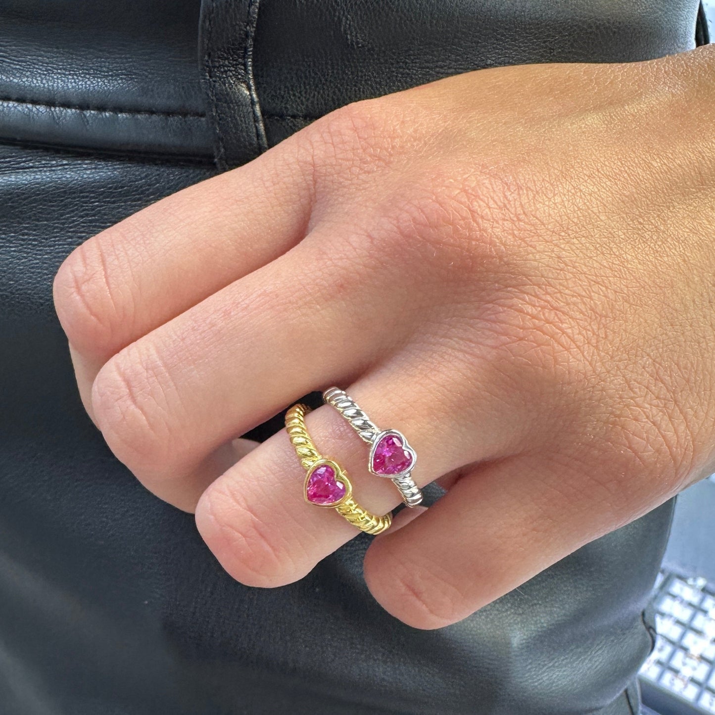 Pink Stone Heart Ring