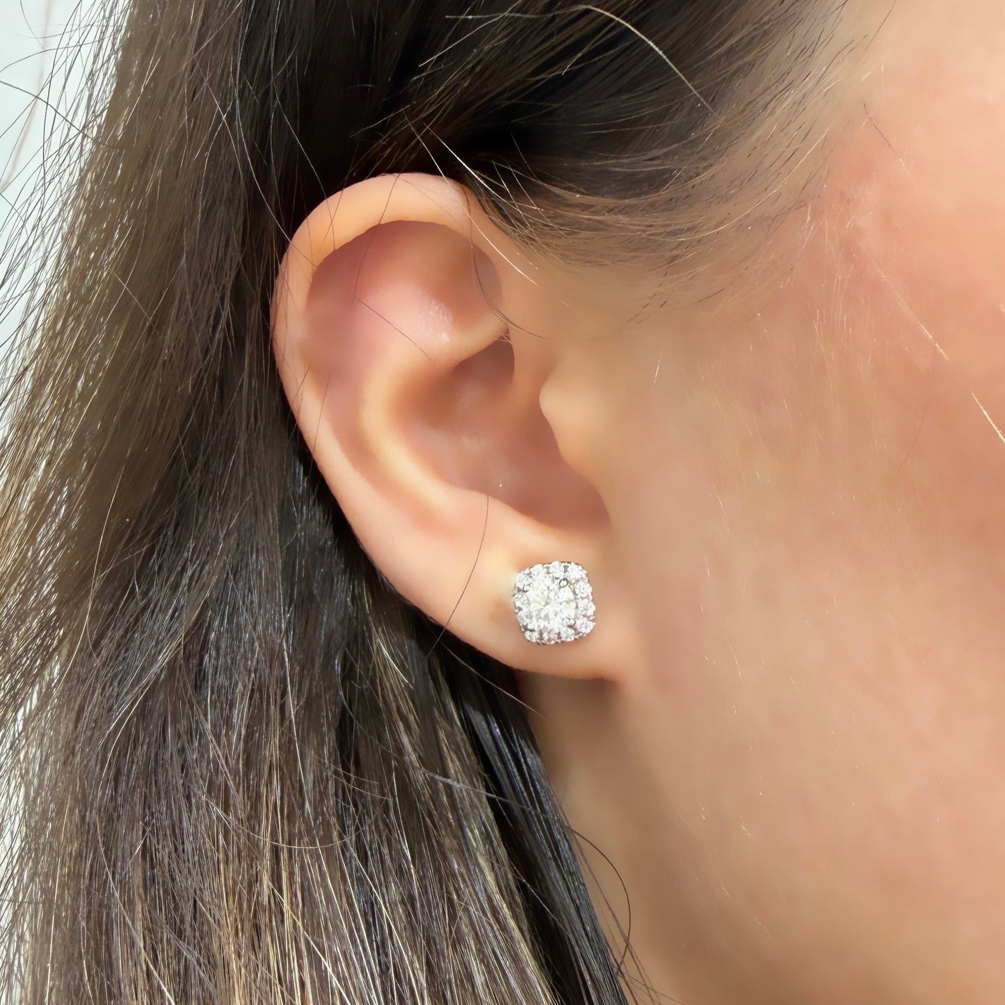 Square Stone Moissanite Earrings