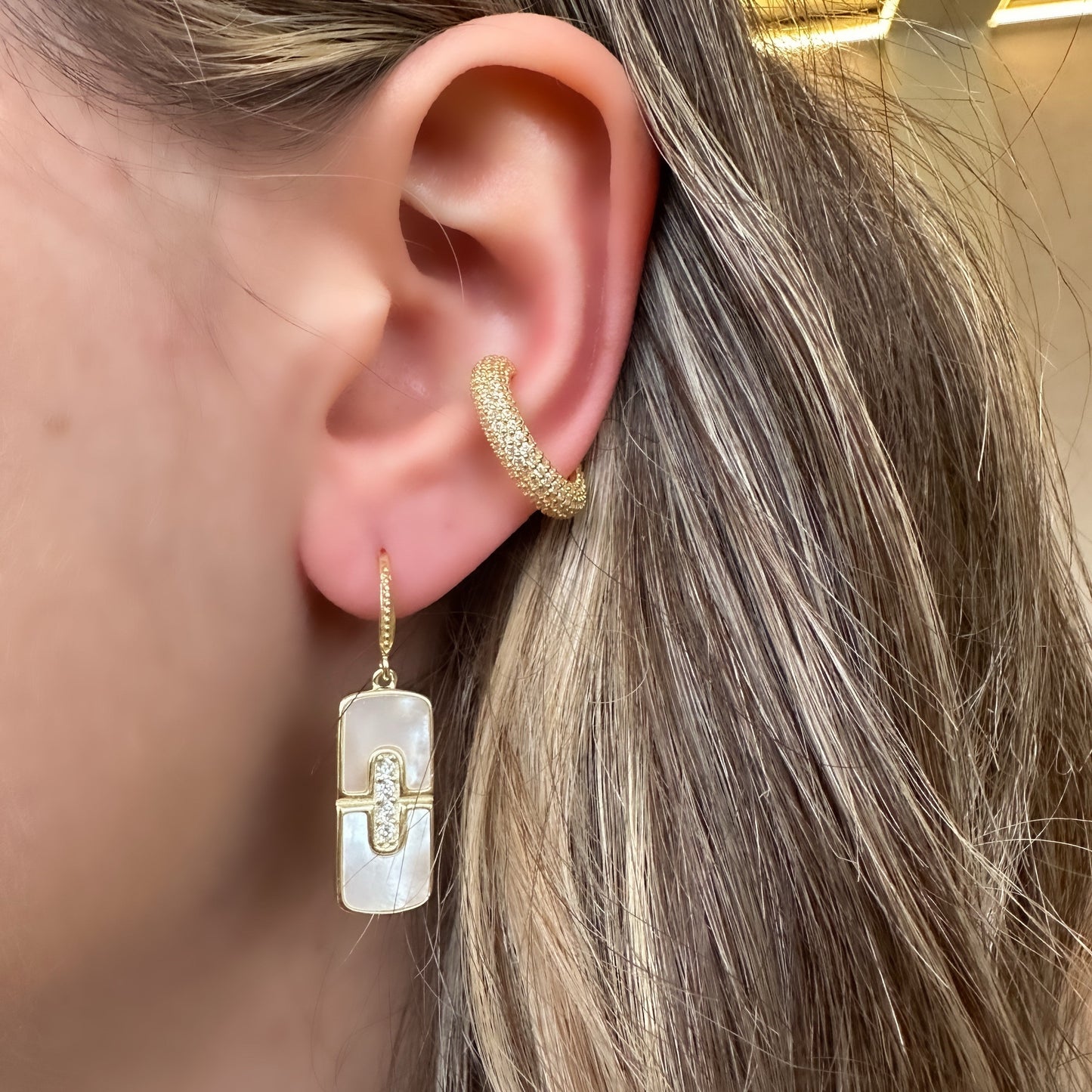 Mother of Pearl Shield Earring