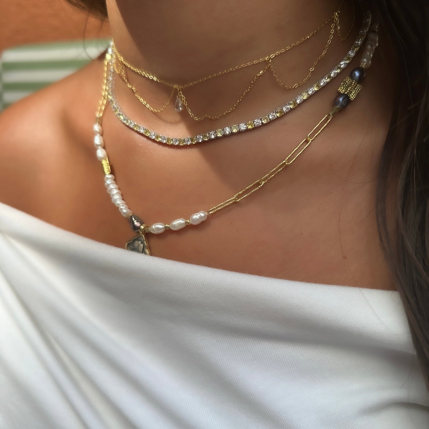 Three mm Yellow Stone Tennis Necklace