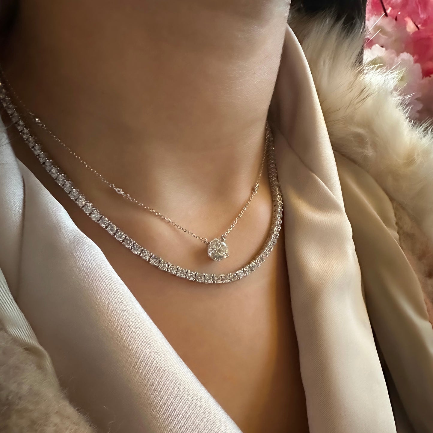 Three mm G-Color Tennis Necklace