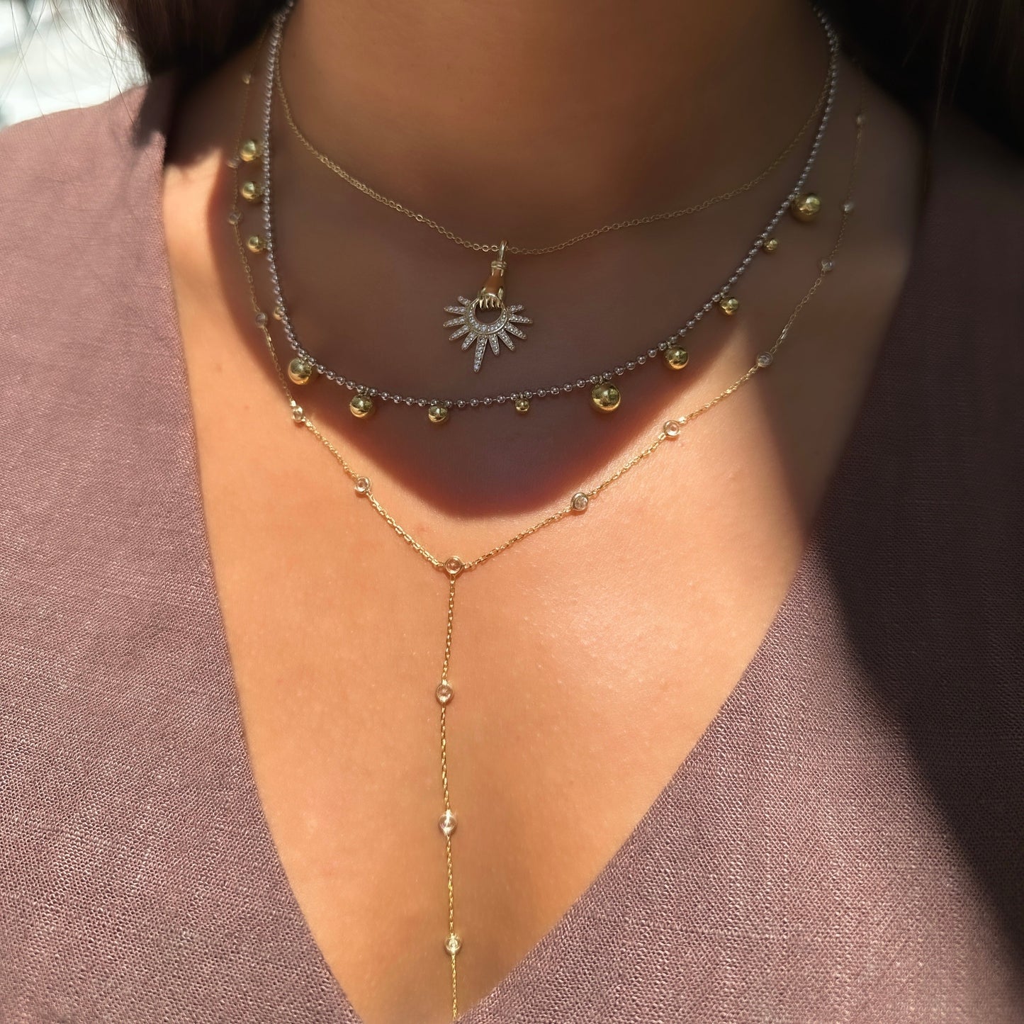 Designer Stone Y Necklace