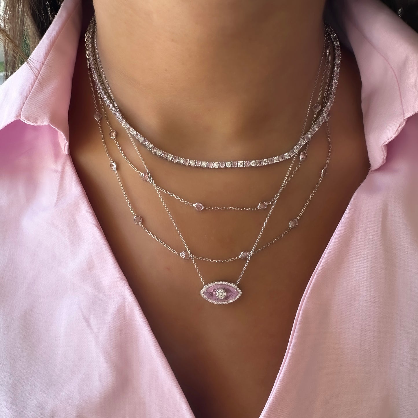 Pink Stone Designer Chain