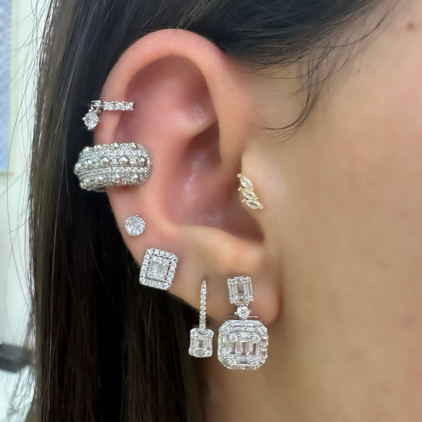 Baguette Stone Dangle Earrings