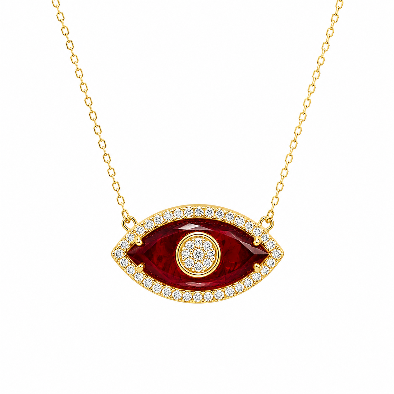 Burgundy Glass Eye Necklace