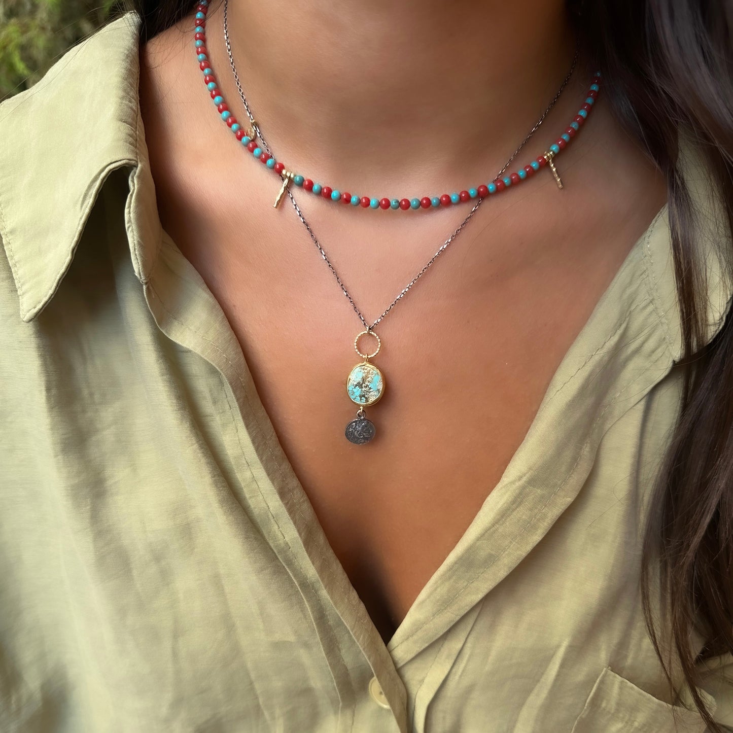 Turquoise Apalit Stone Design Necklace