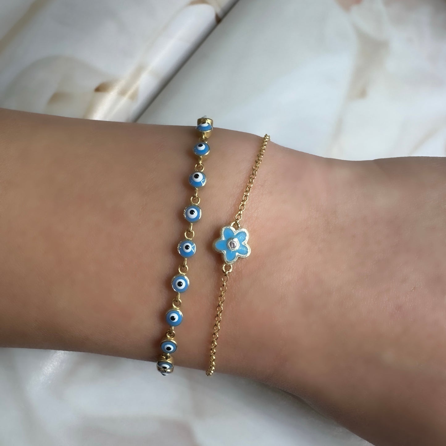 Blue Enamel Flower Bracelet