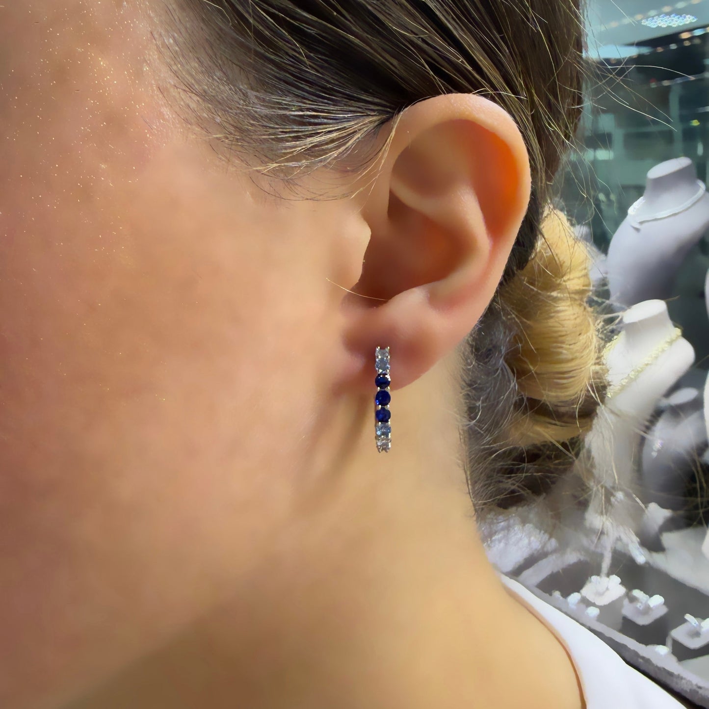 Blue-Toned Waterway Hoop Earrings