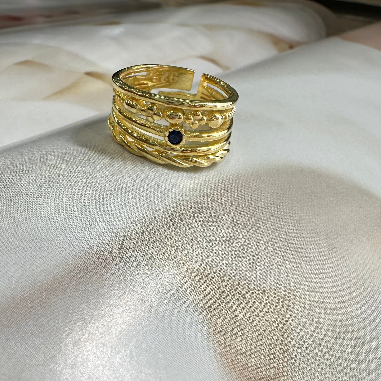 Multi Row Navy Stone Pinky Ring