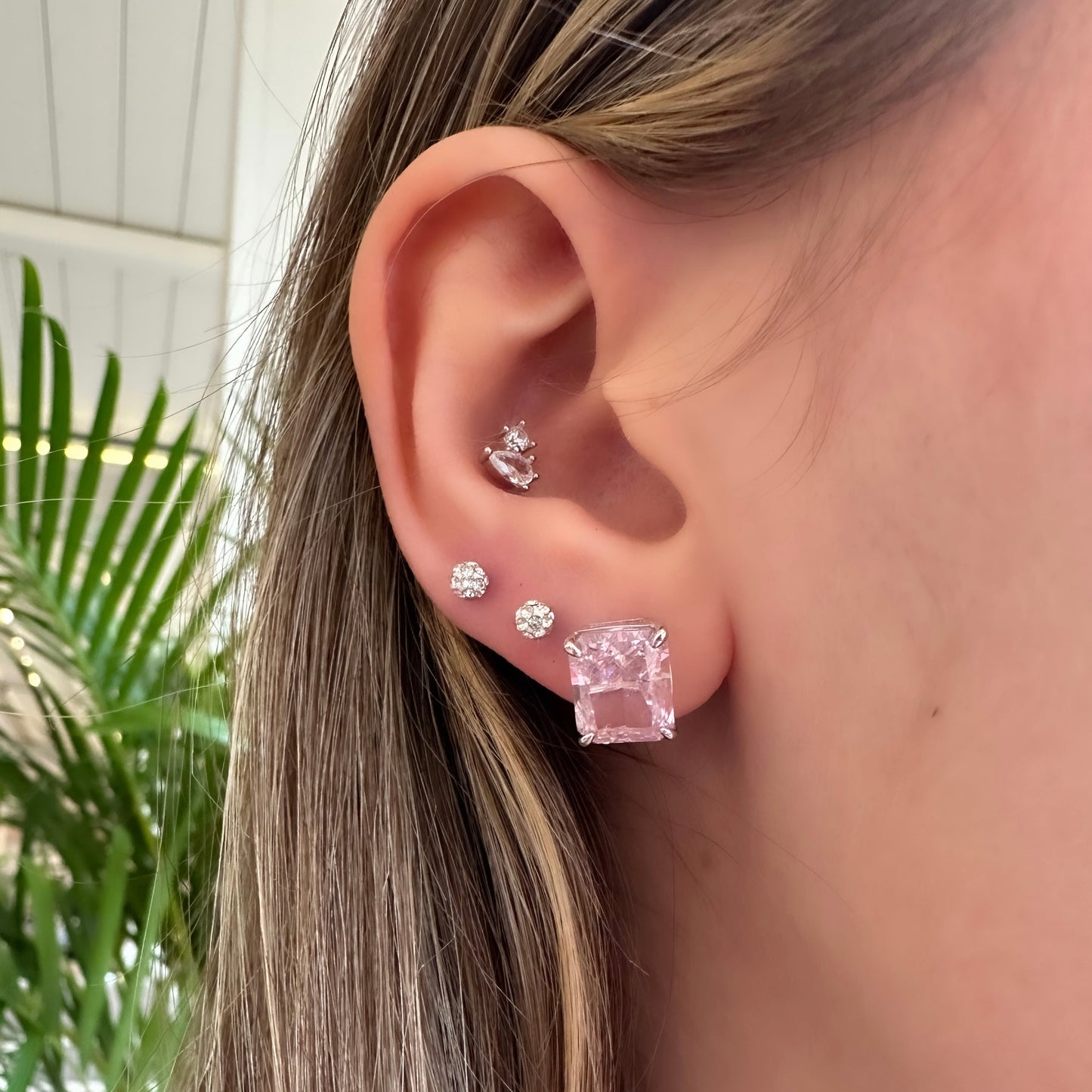 Colored Ice Cut Emerald Earring