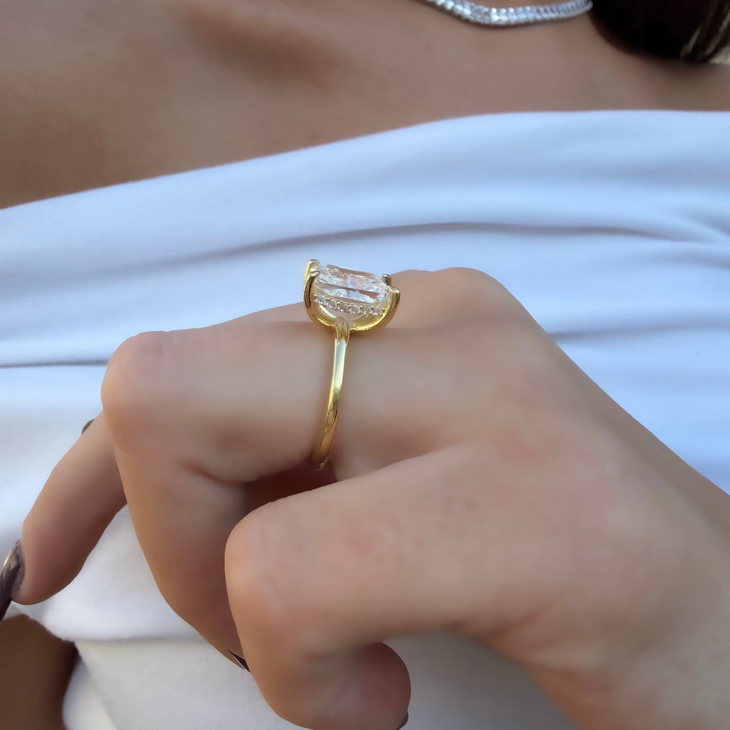 Stone Setting Radiant Baguette G-Color Ring