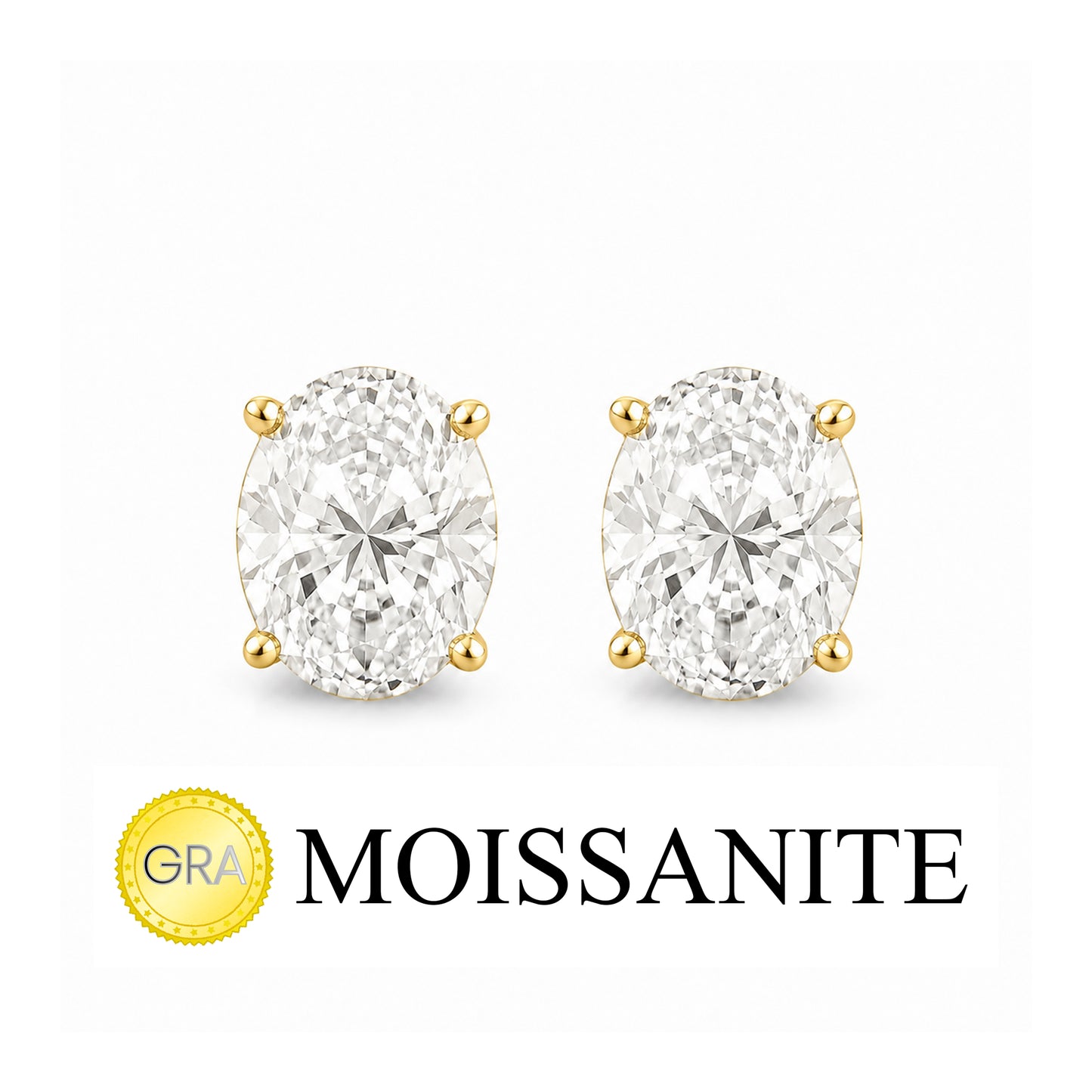 Two Carat Moissanite Oval Earrings