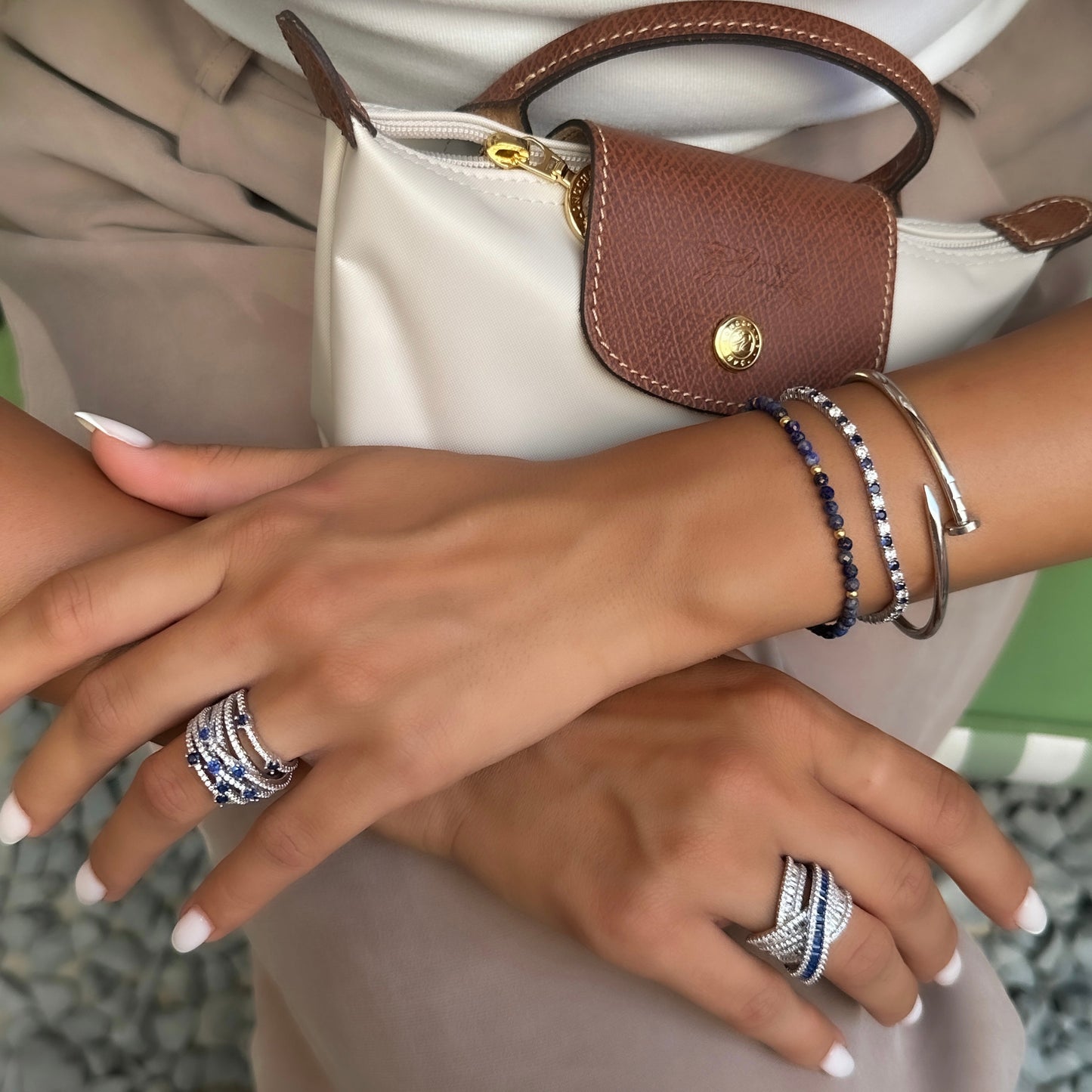 Two and a half mm Navy Stone Tennis Bracelet