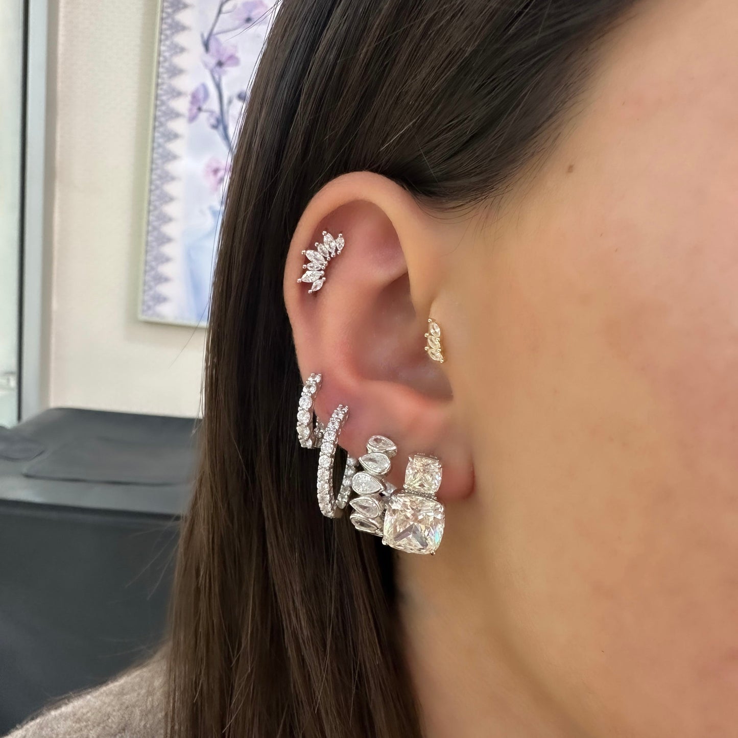 Square Stone G-Color Earrings