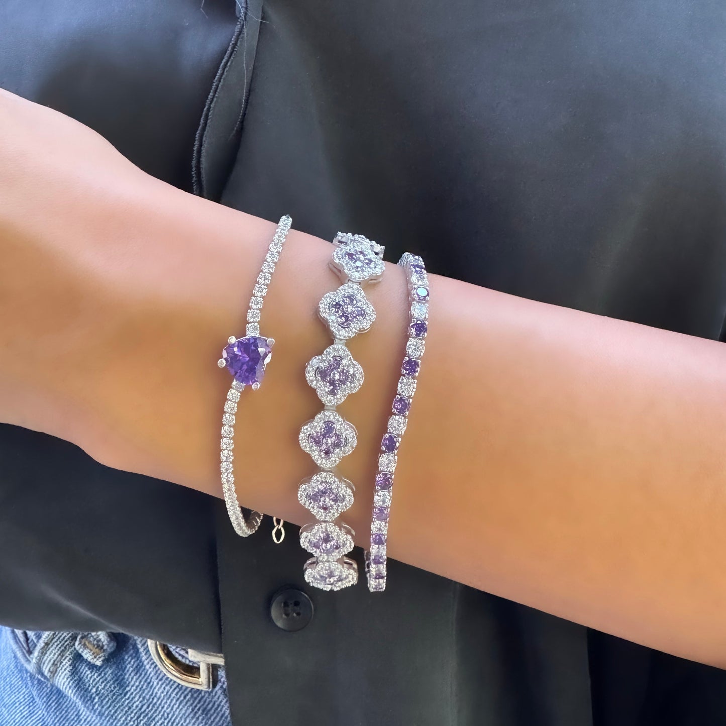 Purple Clover Stone Bracelet