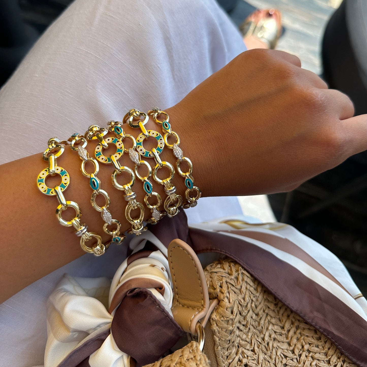 Enameled Stone Hollow Bracelet