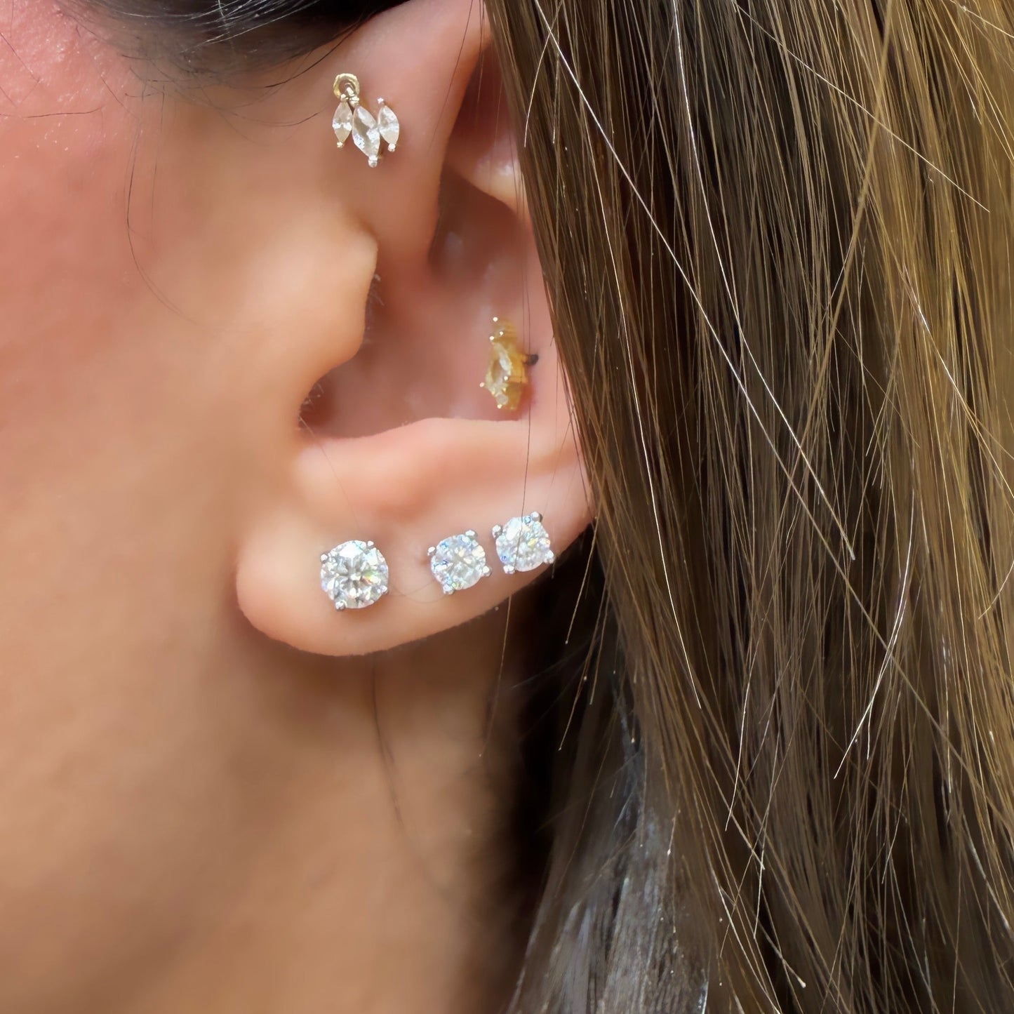 Large Moissanite Solitaire Earrings