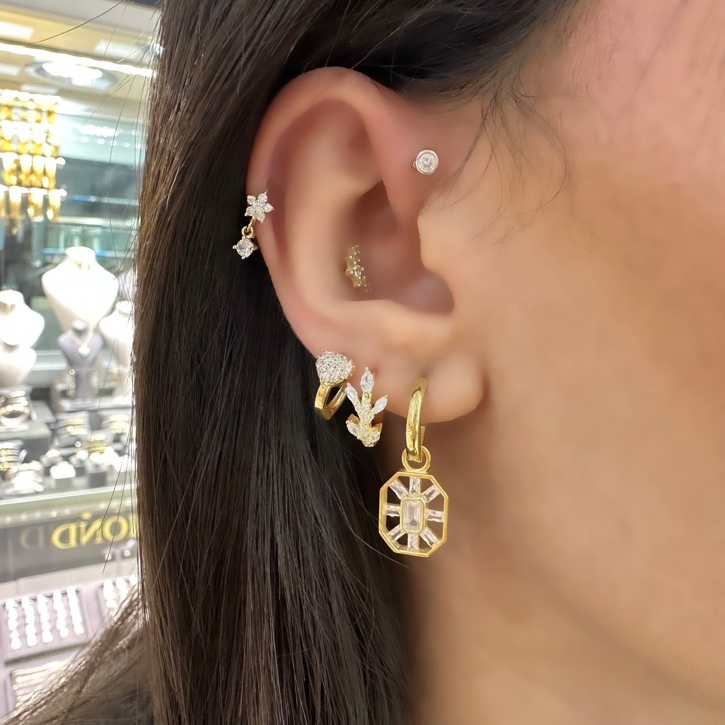 Gala Drop Baguette Earring