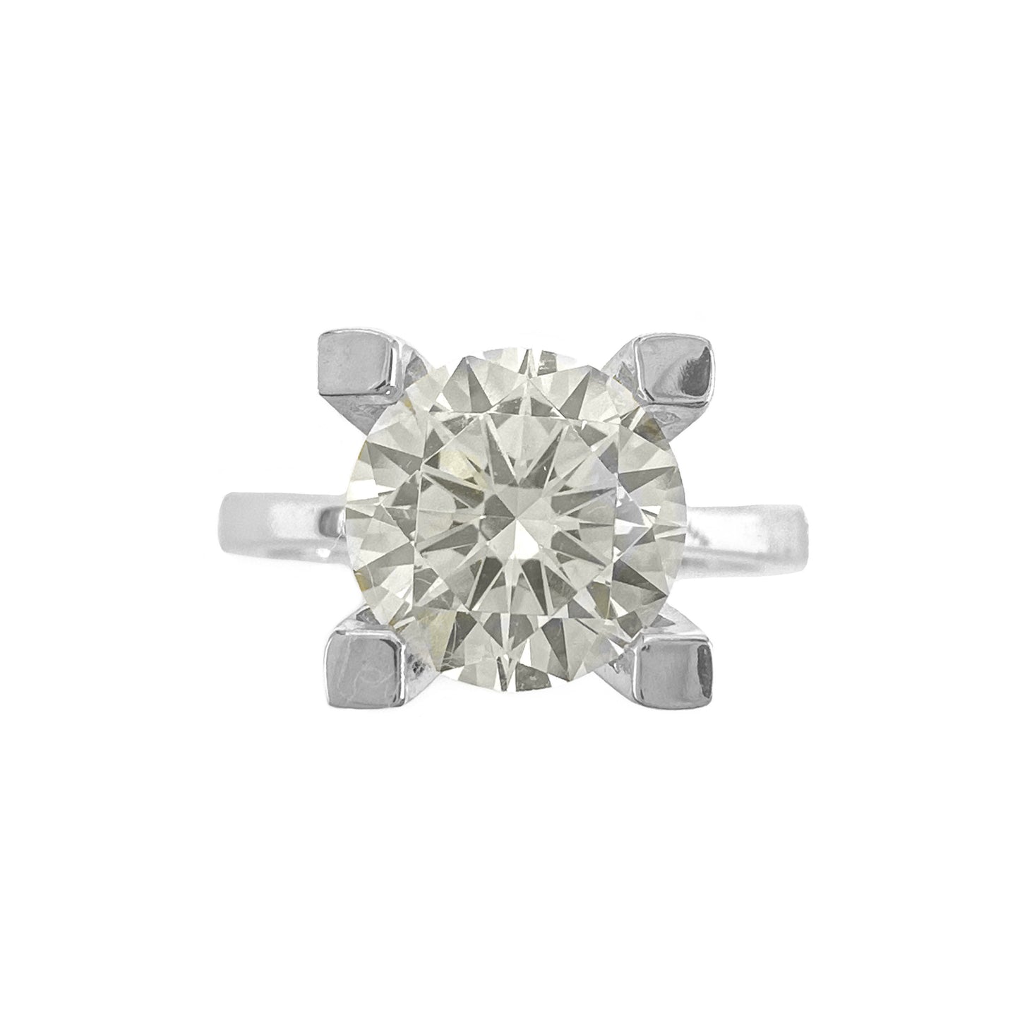 Three Carat G-Color Solitaire Ring