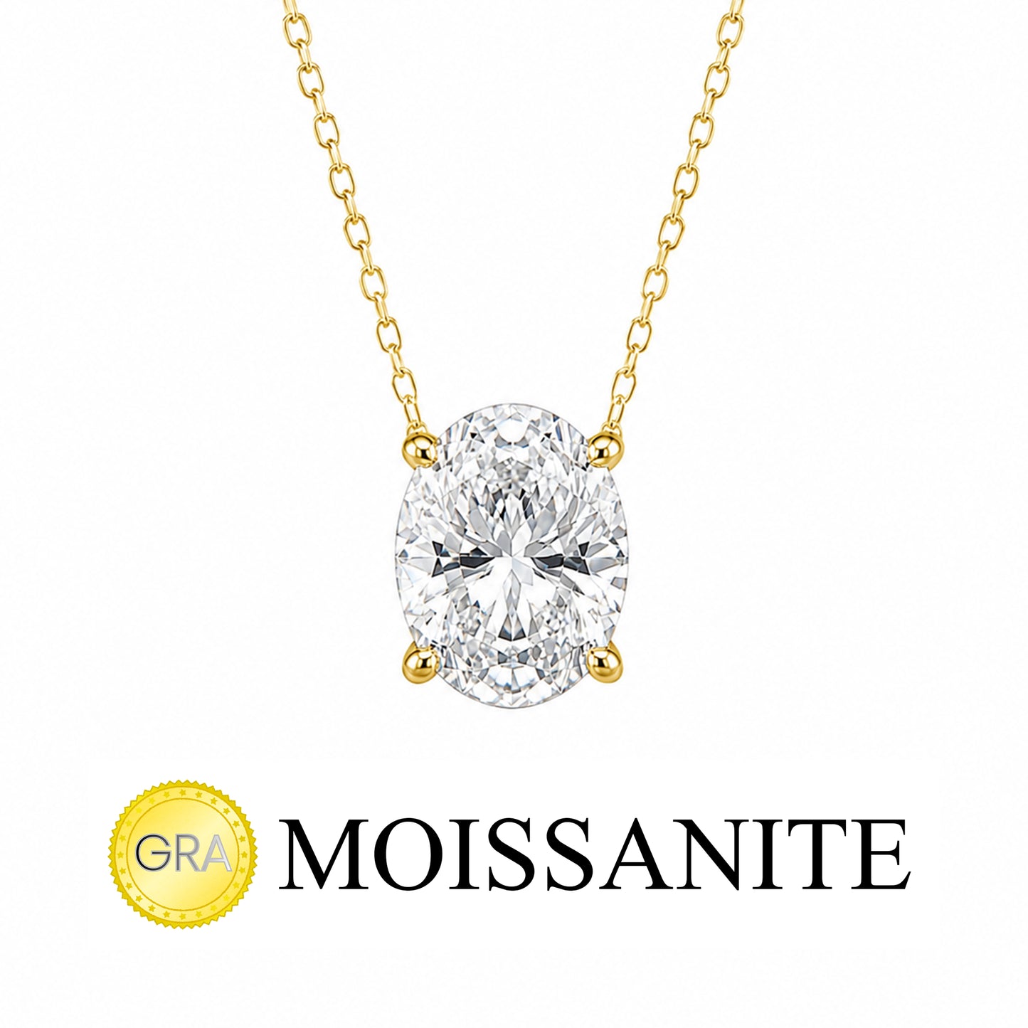 Three Carat Moissanite Oval Necklace