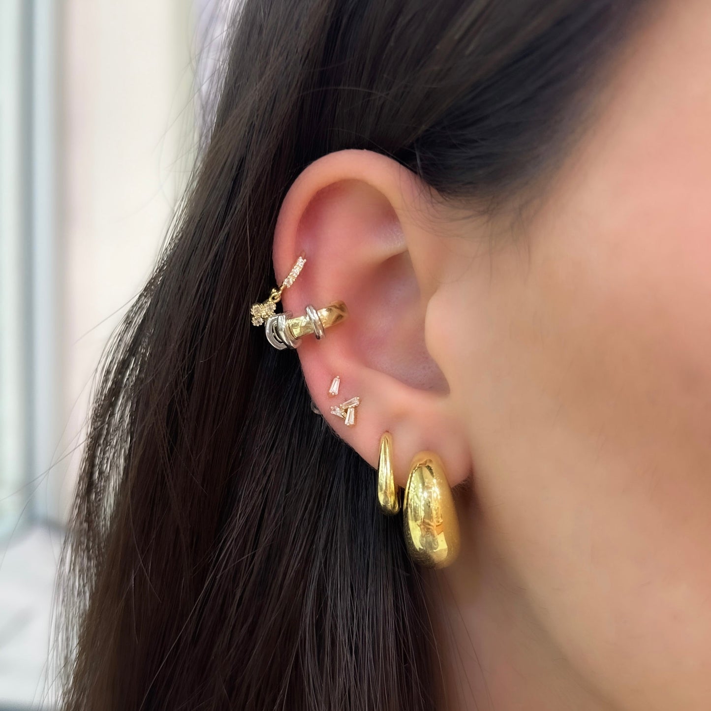 Small Pear Hoop Earrings