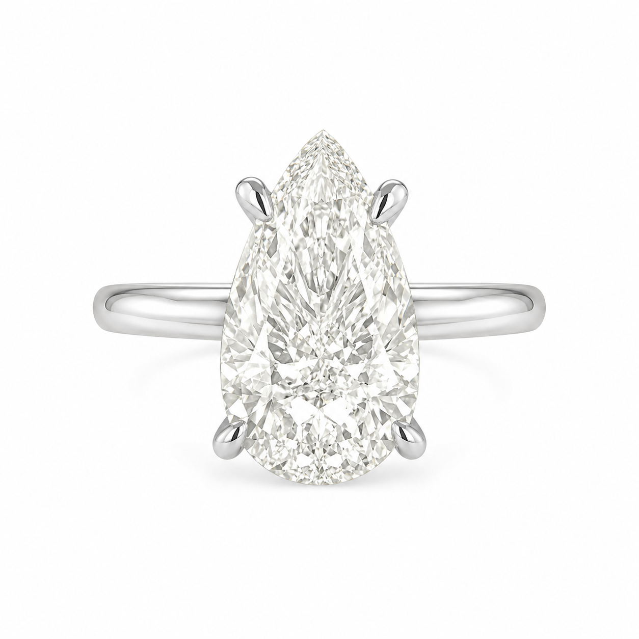 Stone Setting Teardrop G-Color Ring