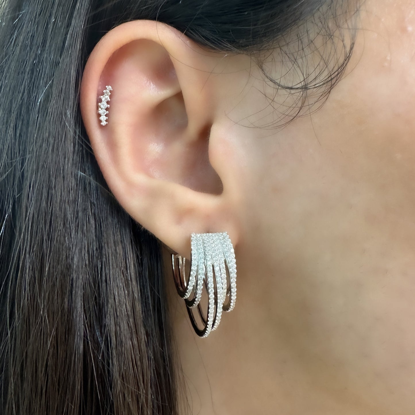 Six Row Stone Earrings