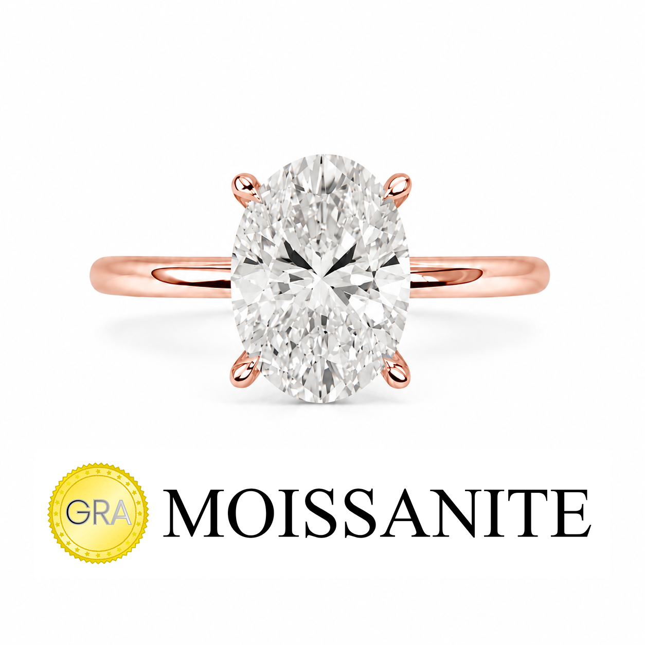 One Carat Moissanite Oval Ring