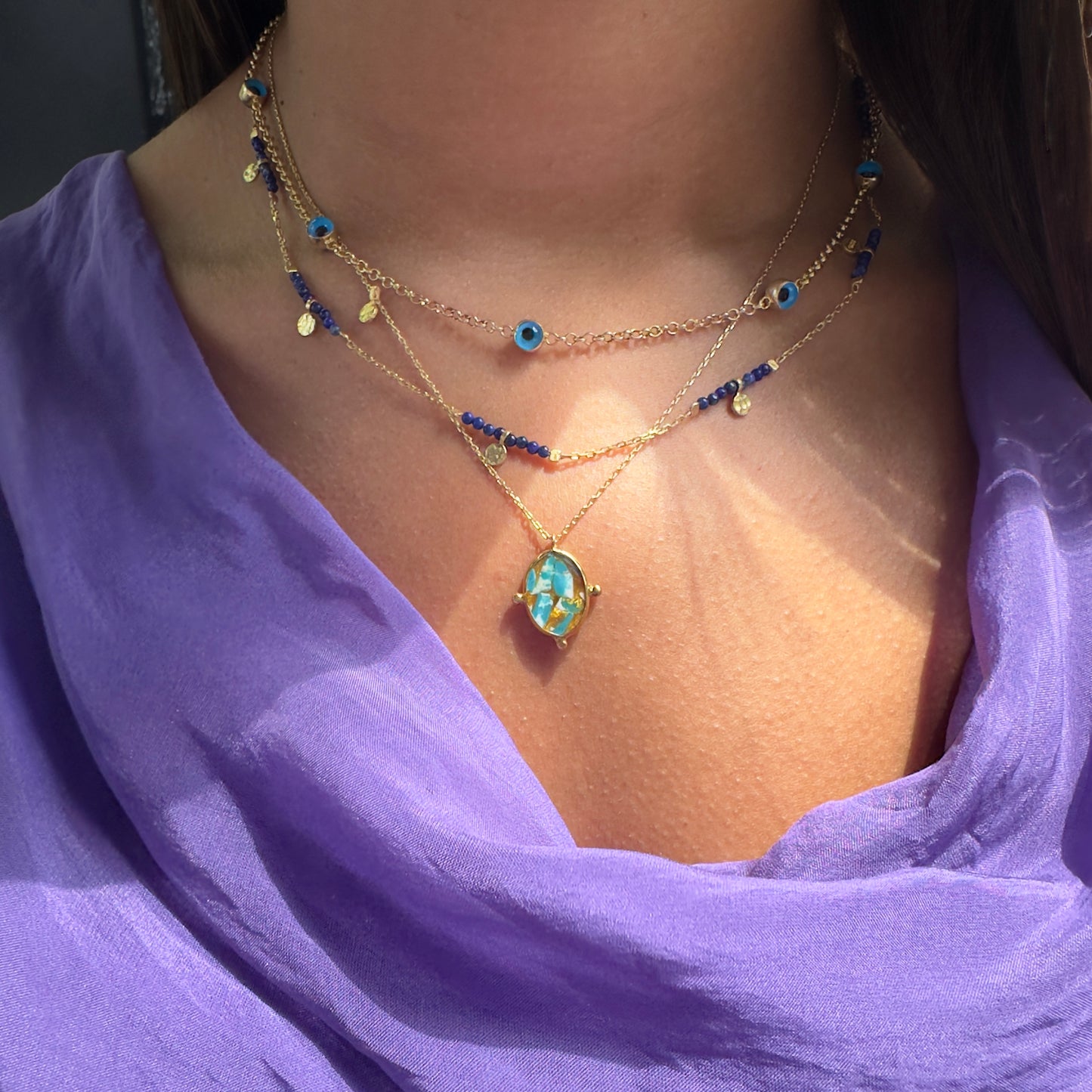 Blue Bead Detail Necklace