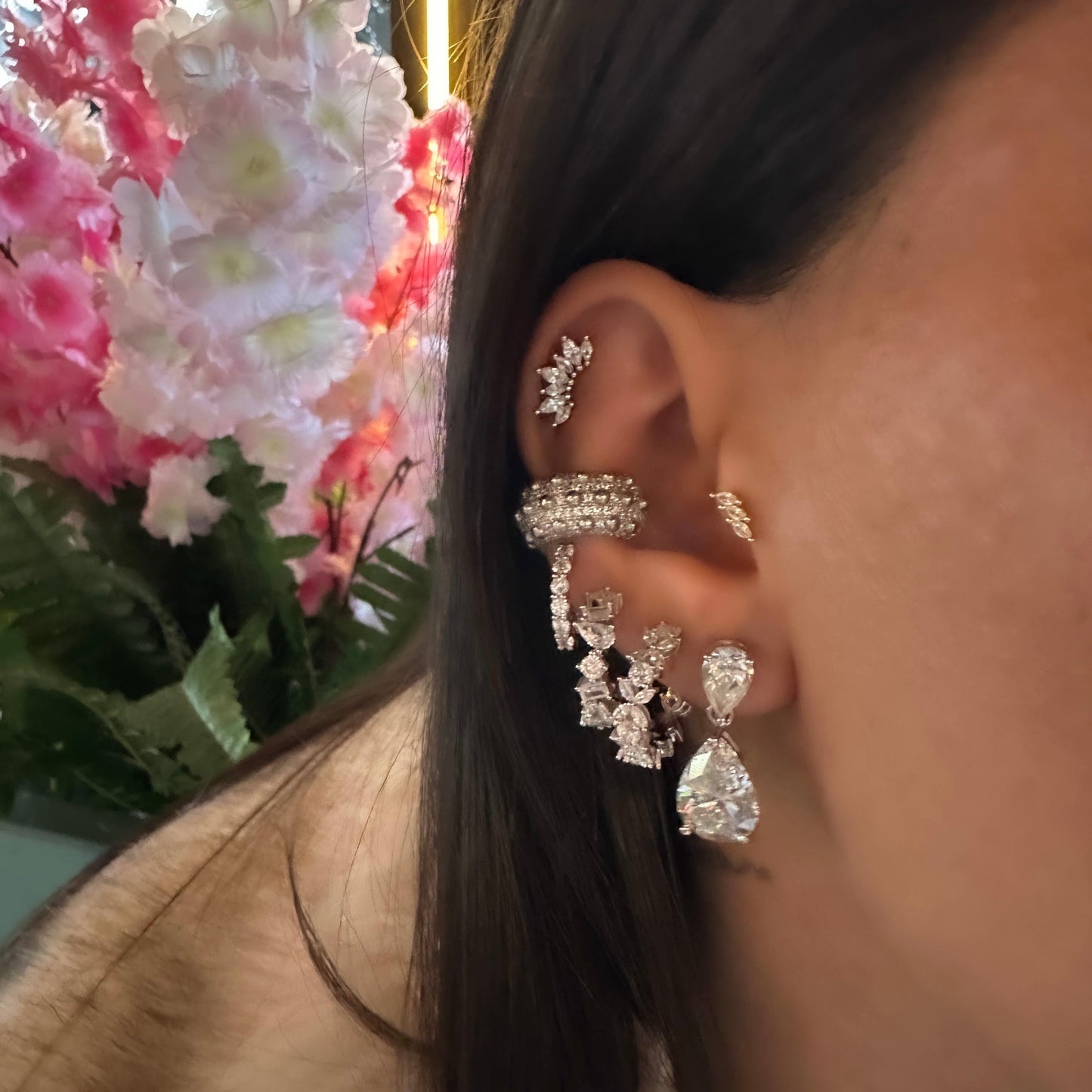 G-Color Earrings with Drop Stones