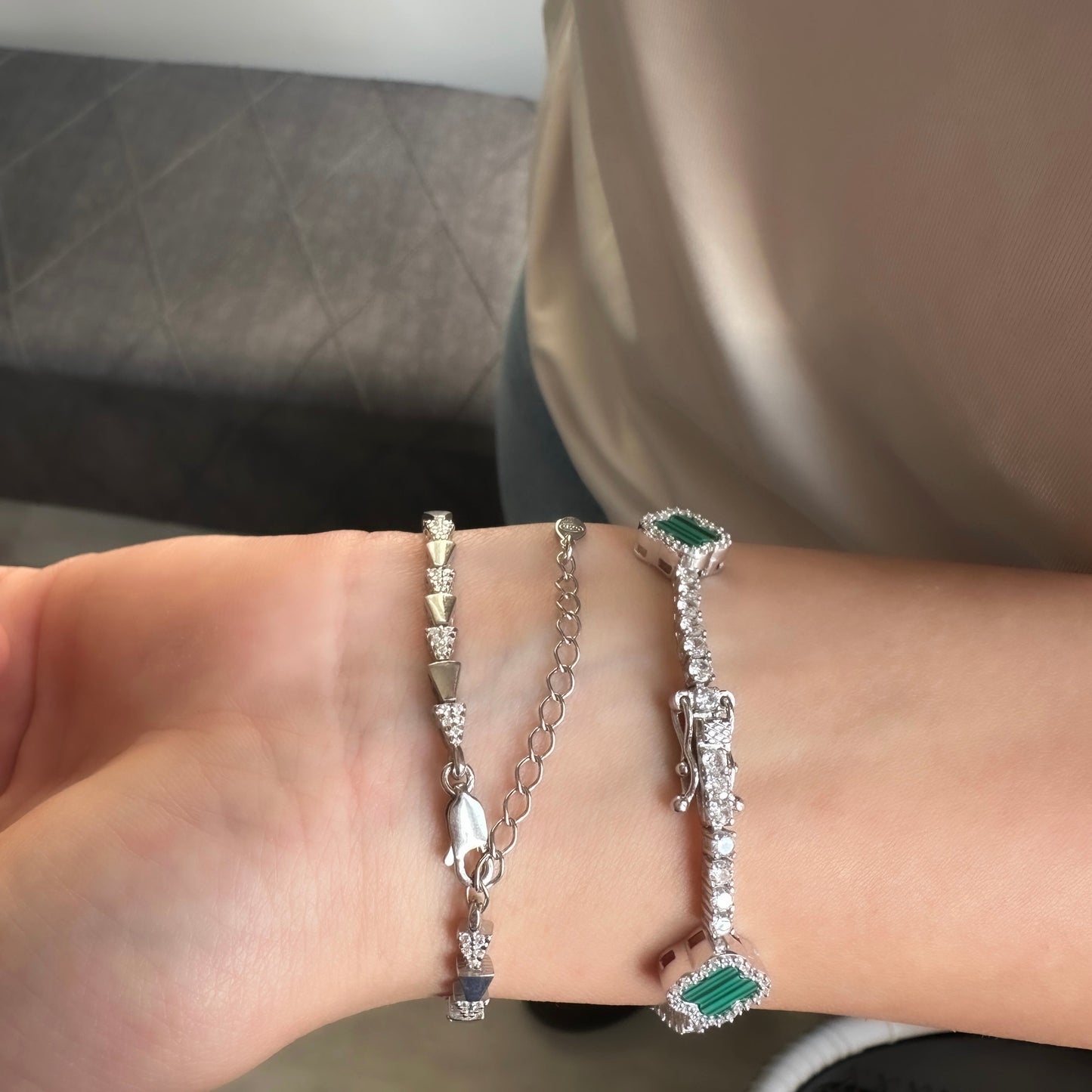 Triangle and Stone Bracelet