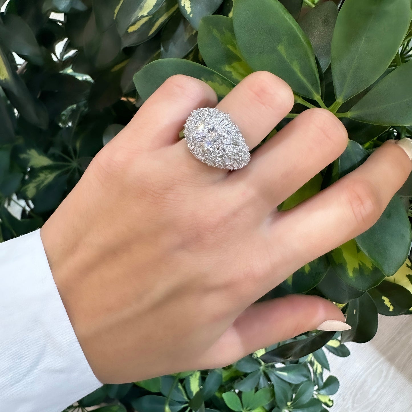 Baguette Round Square Stone Ring
