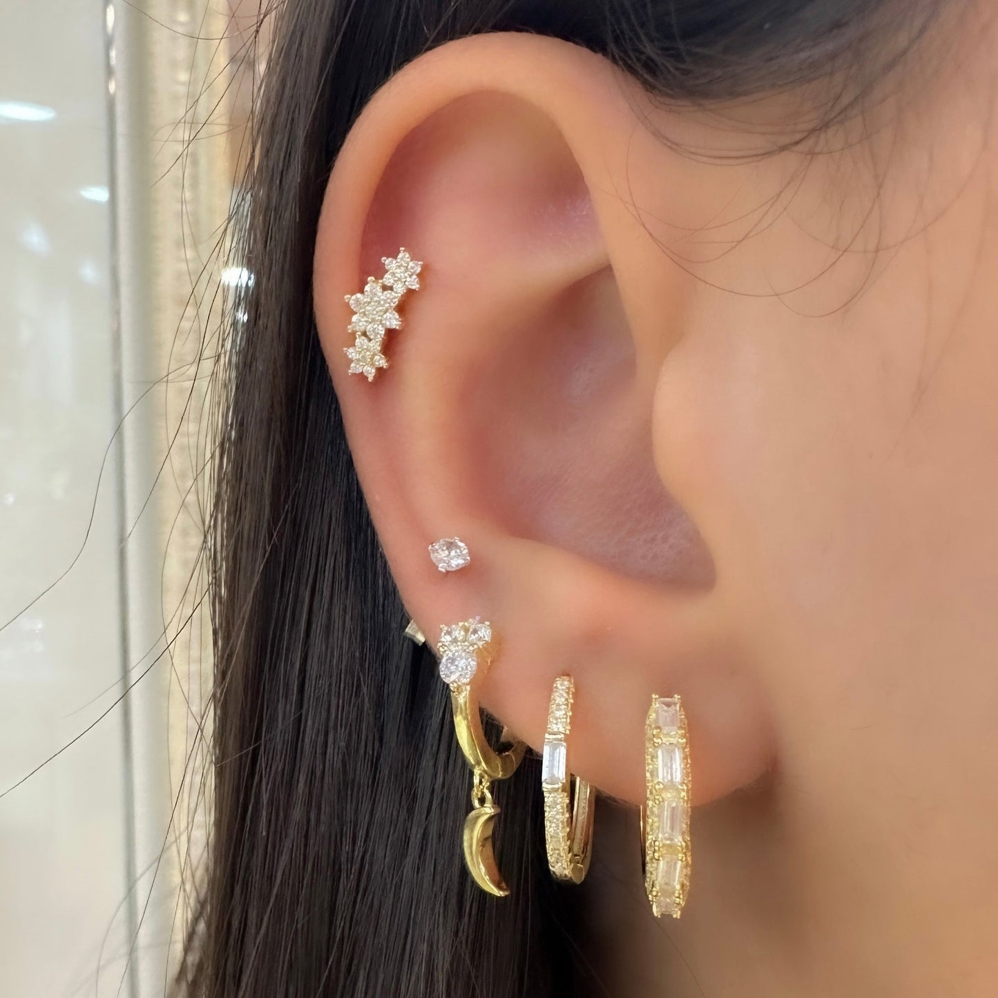Baguette Hoop Earring with Claws