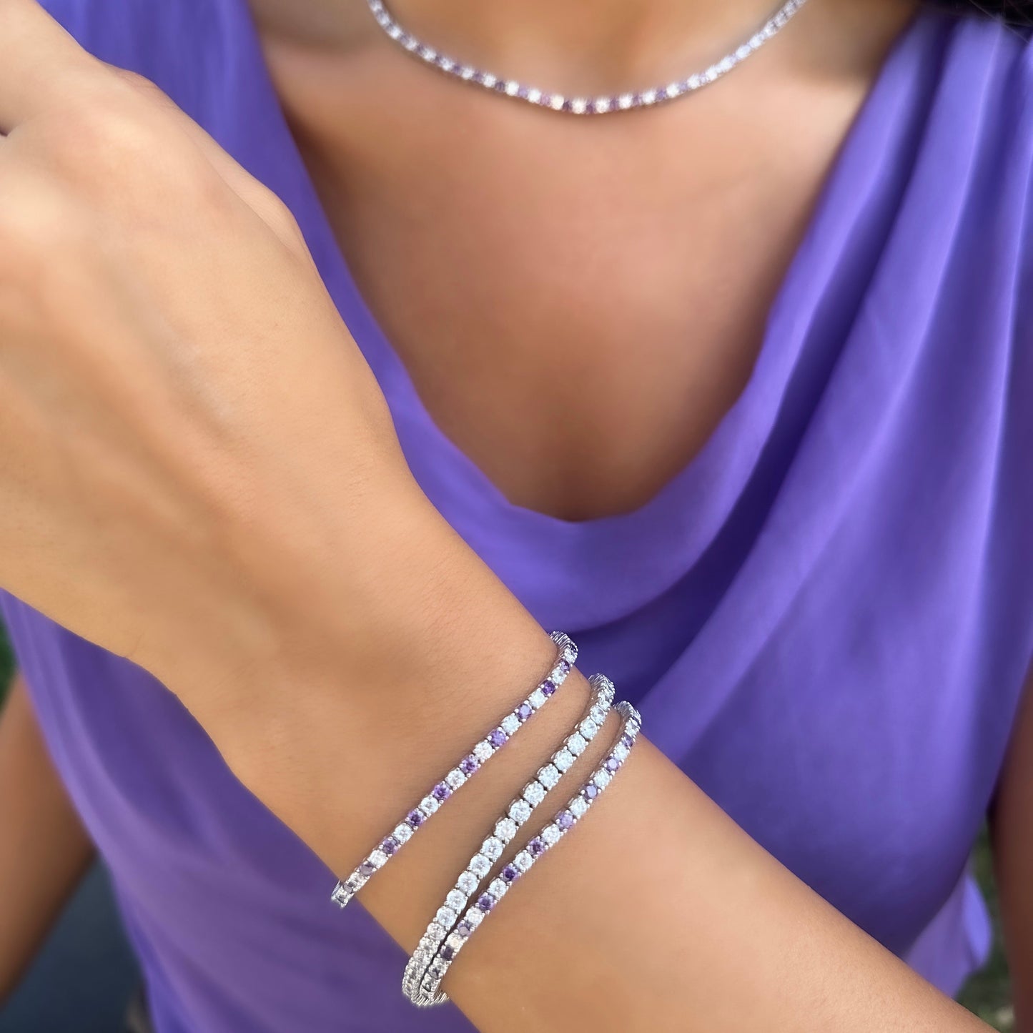 Two and a half mm Purple Stone Tennis Bracelet