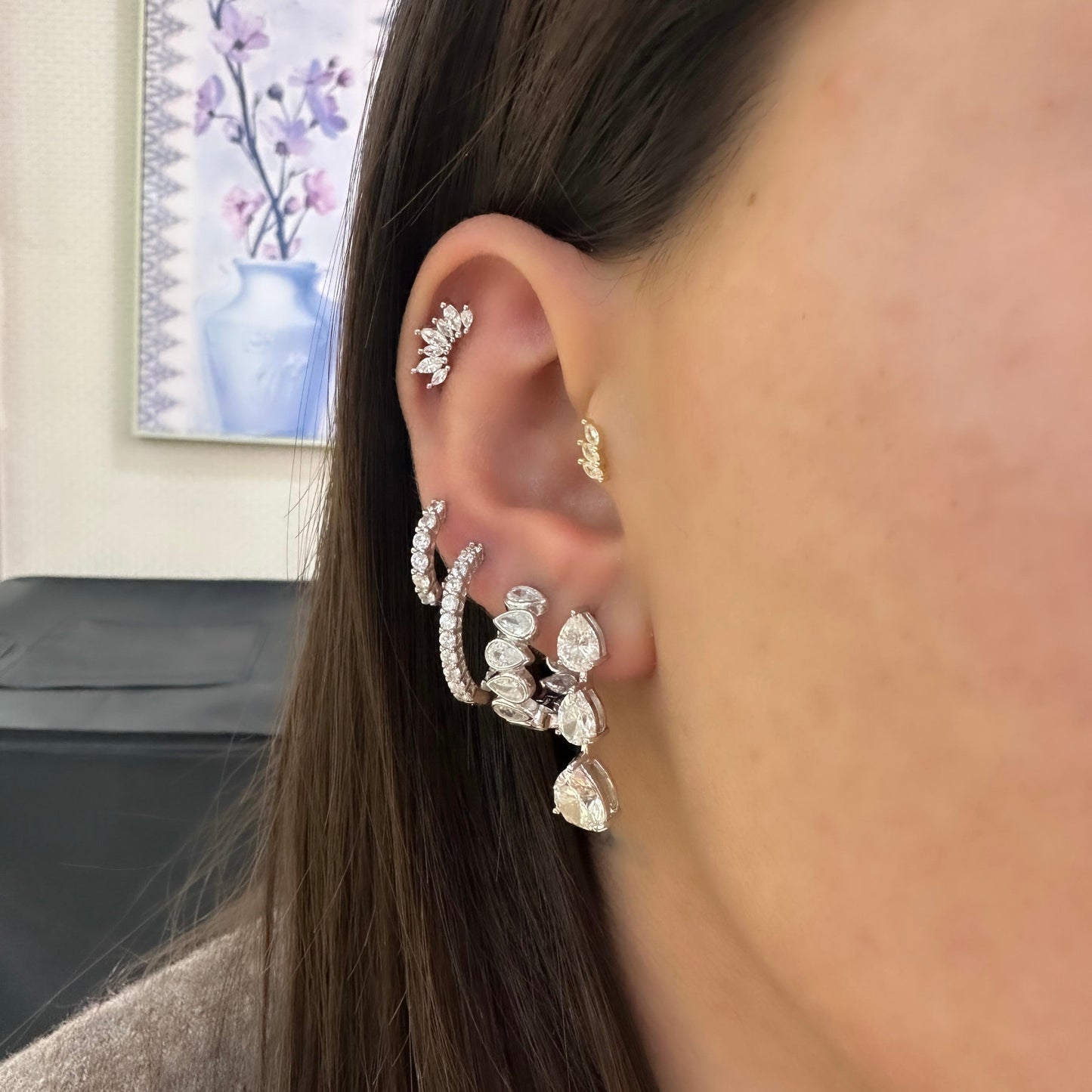 Dangling G-Color Drop Stone Earrings