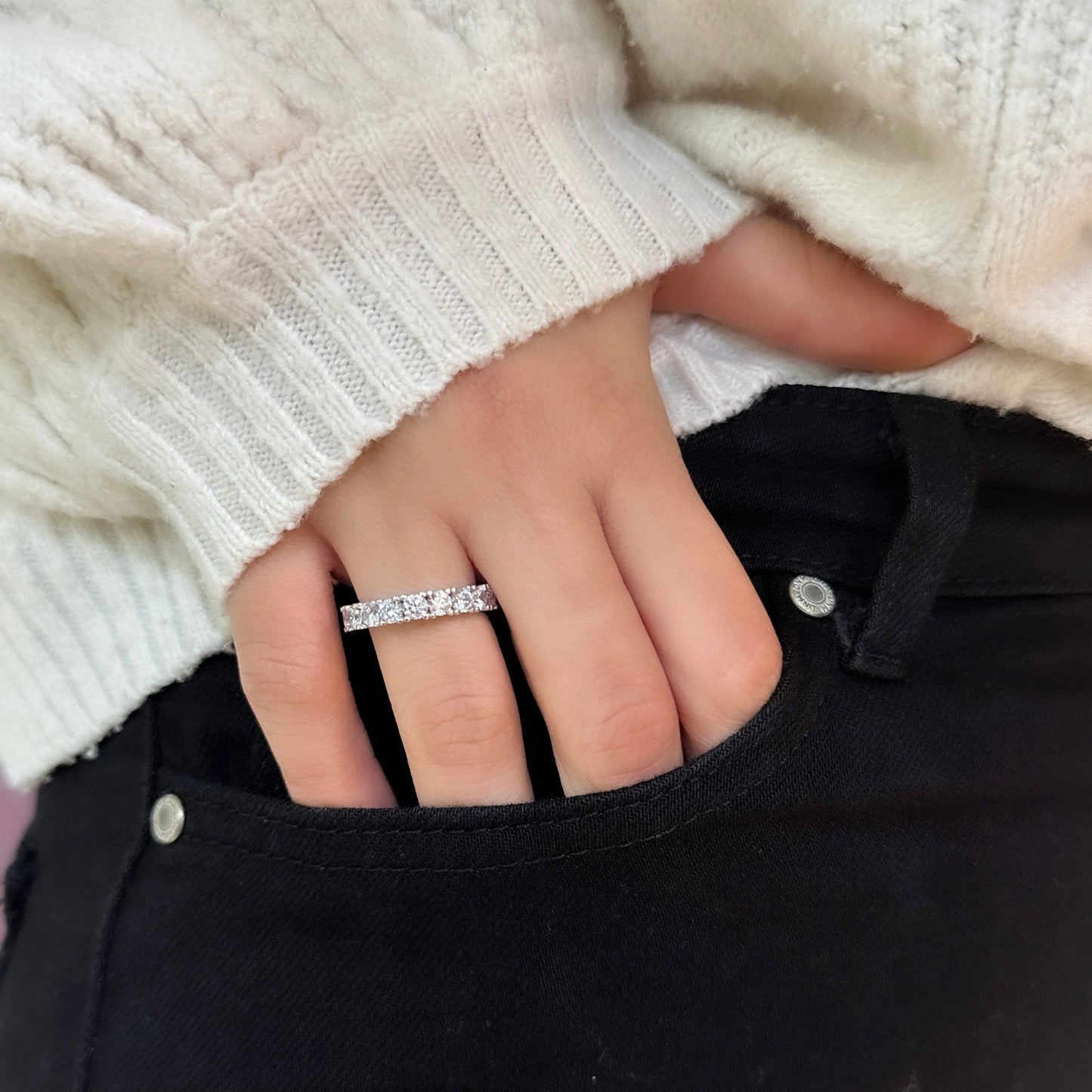 Medium Size Eternity Ring with Stone