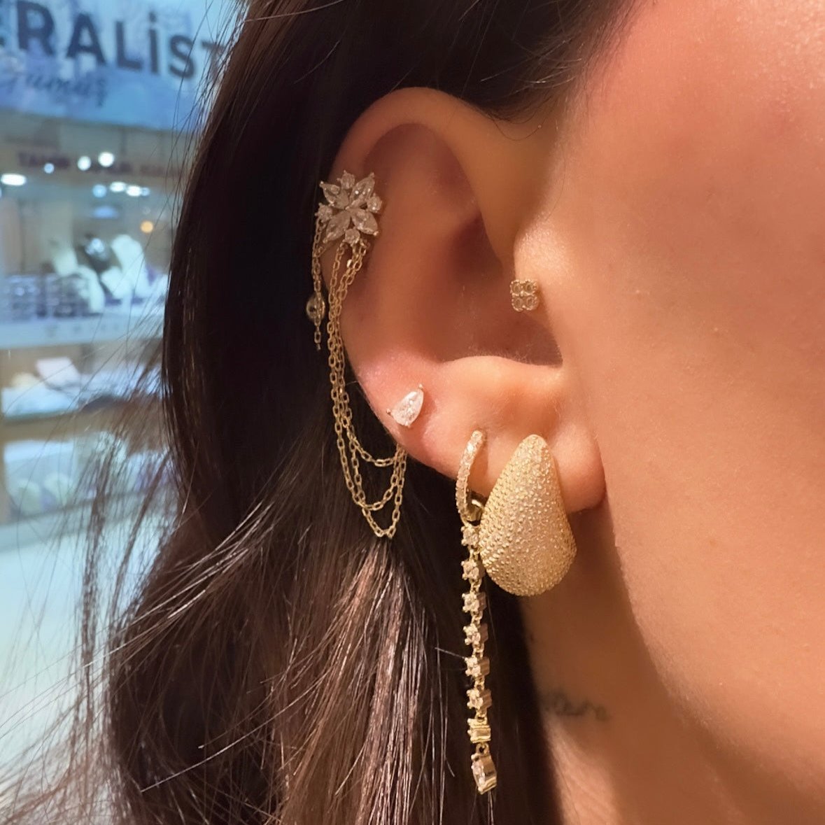 Stone Pear Earring