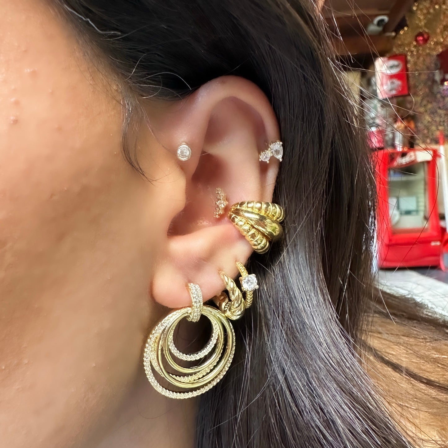 Round Row Earrings