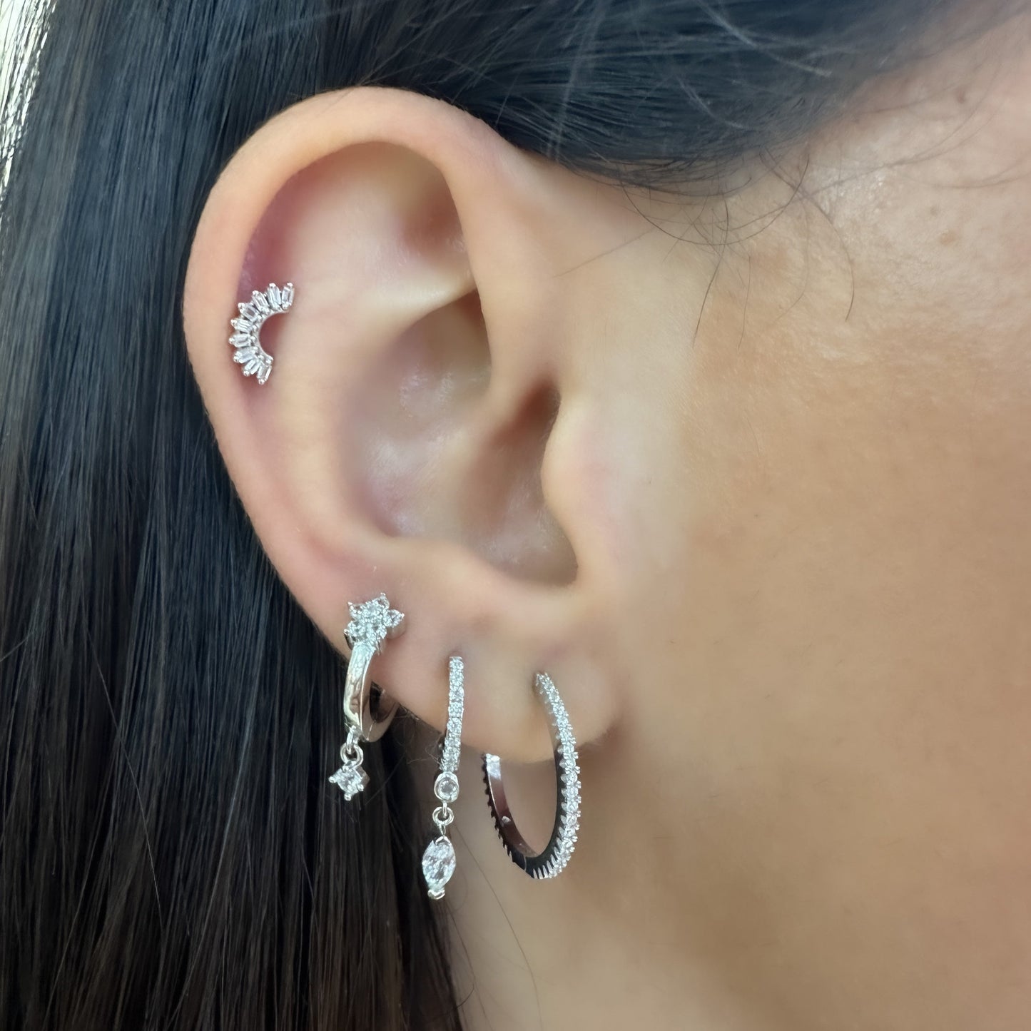 Largest Size Stone Hoop Earrings