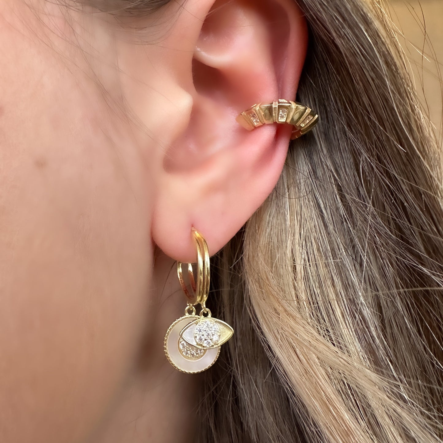 Mother of Peal Eye Earring