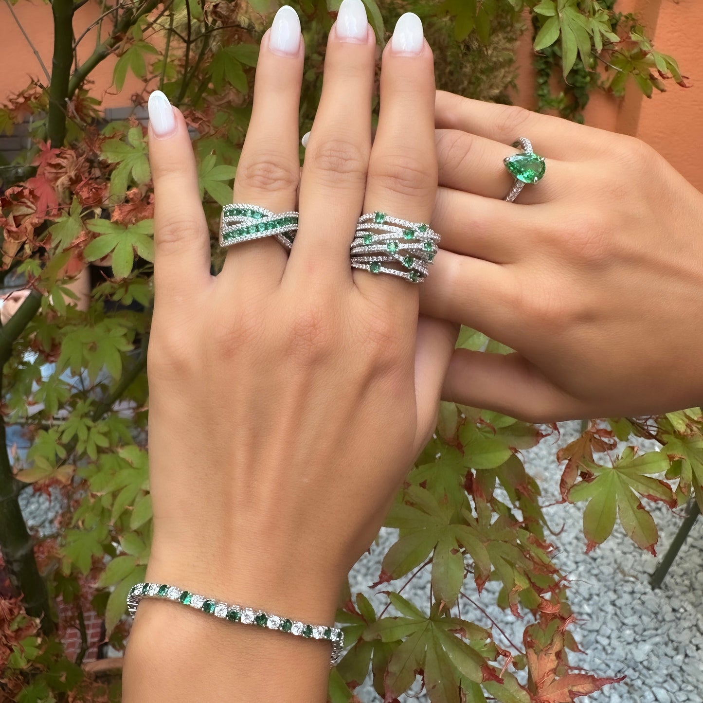 Three mm Green Stone Tennis Bracelet