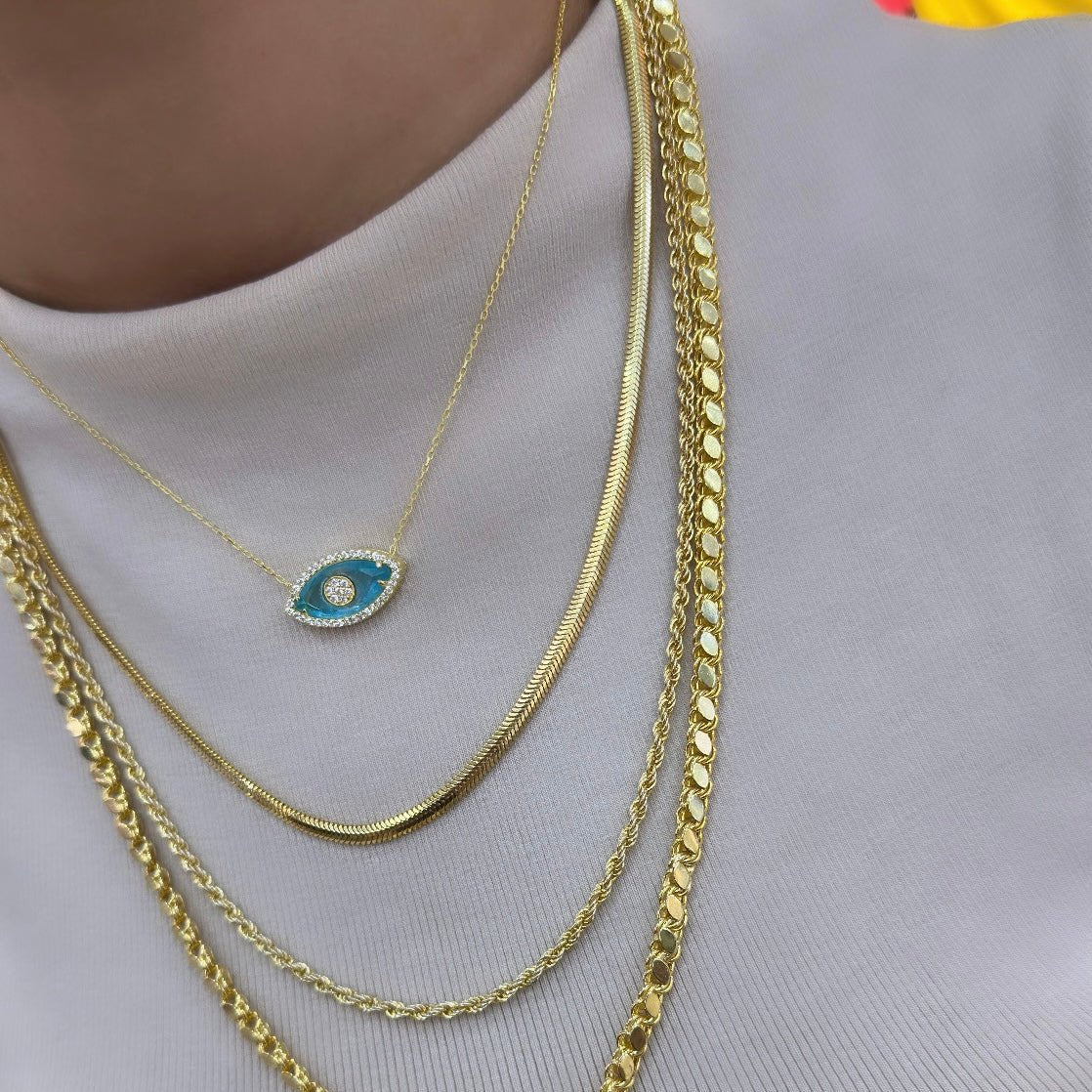 Aqua Glass Eye Necklace