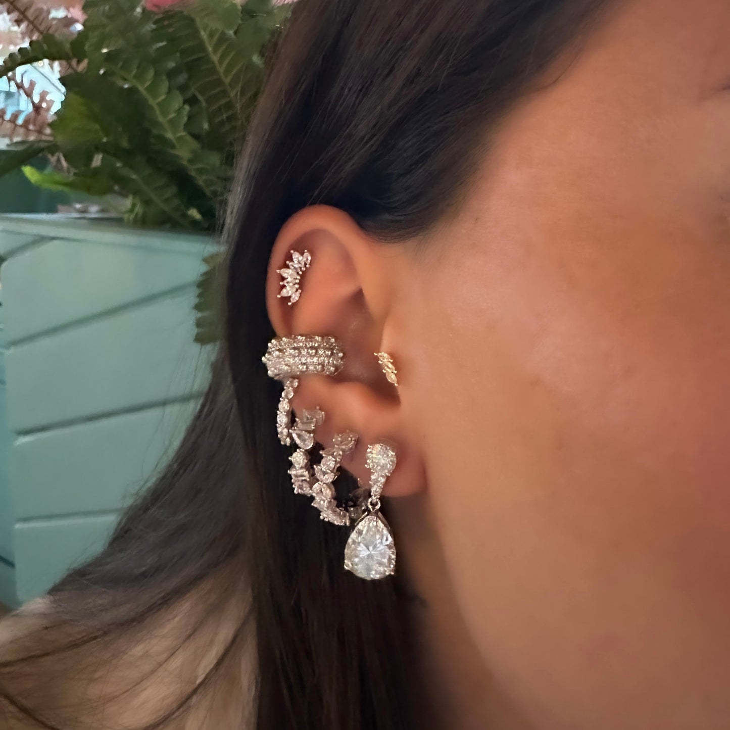 G-Color Stone Pin Earrings