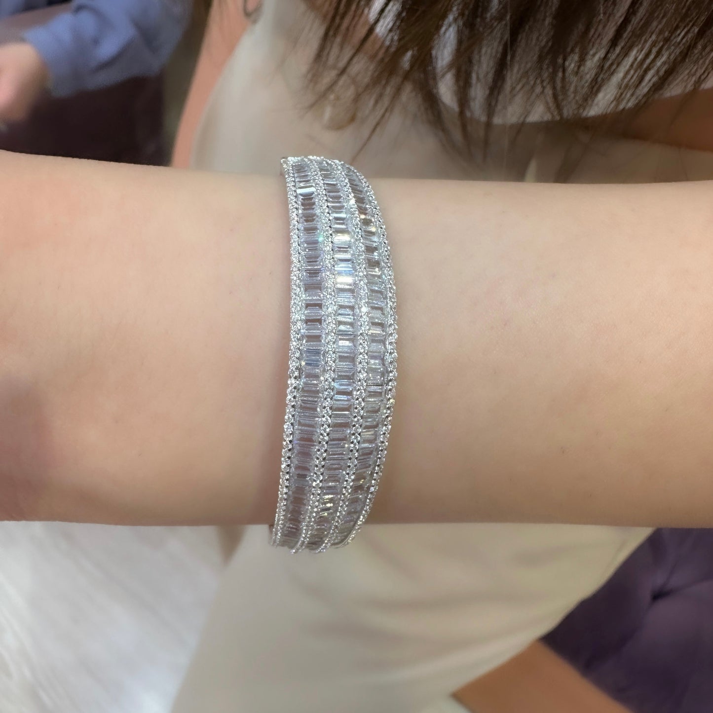 Three Row Baguette Design Bracelet