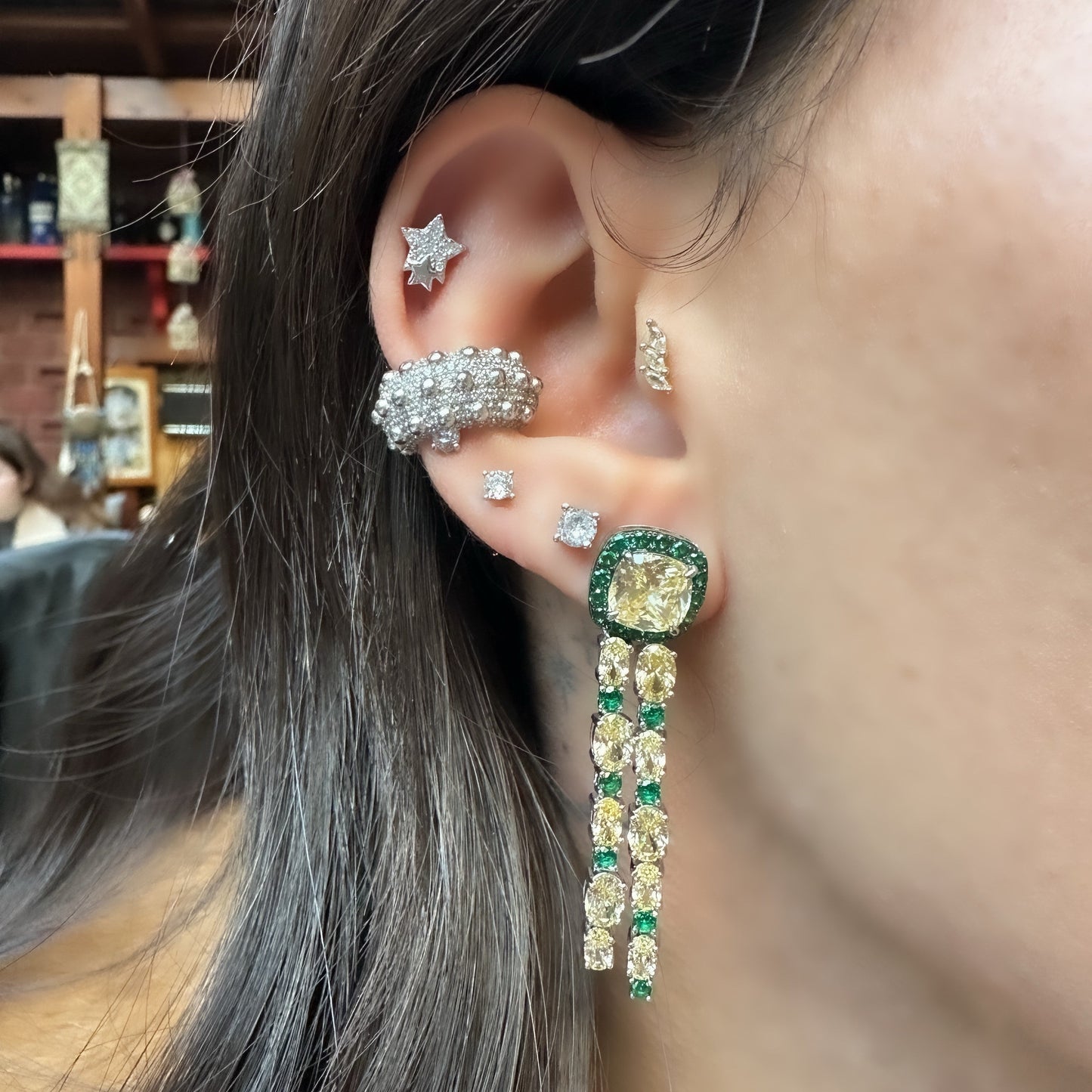 Green - Yellow Stone Earring