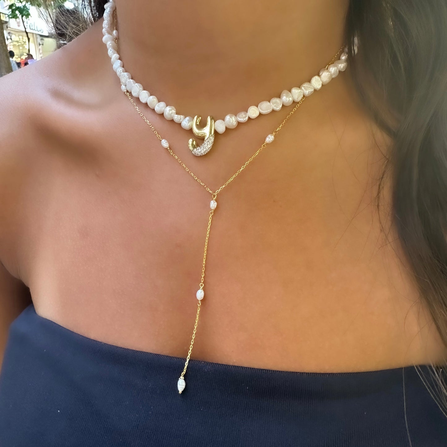 Pearl Y Necklace