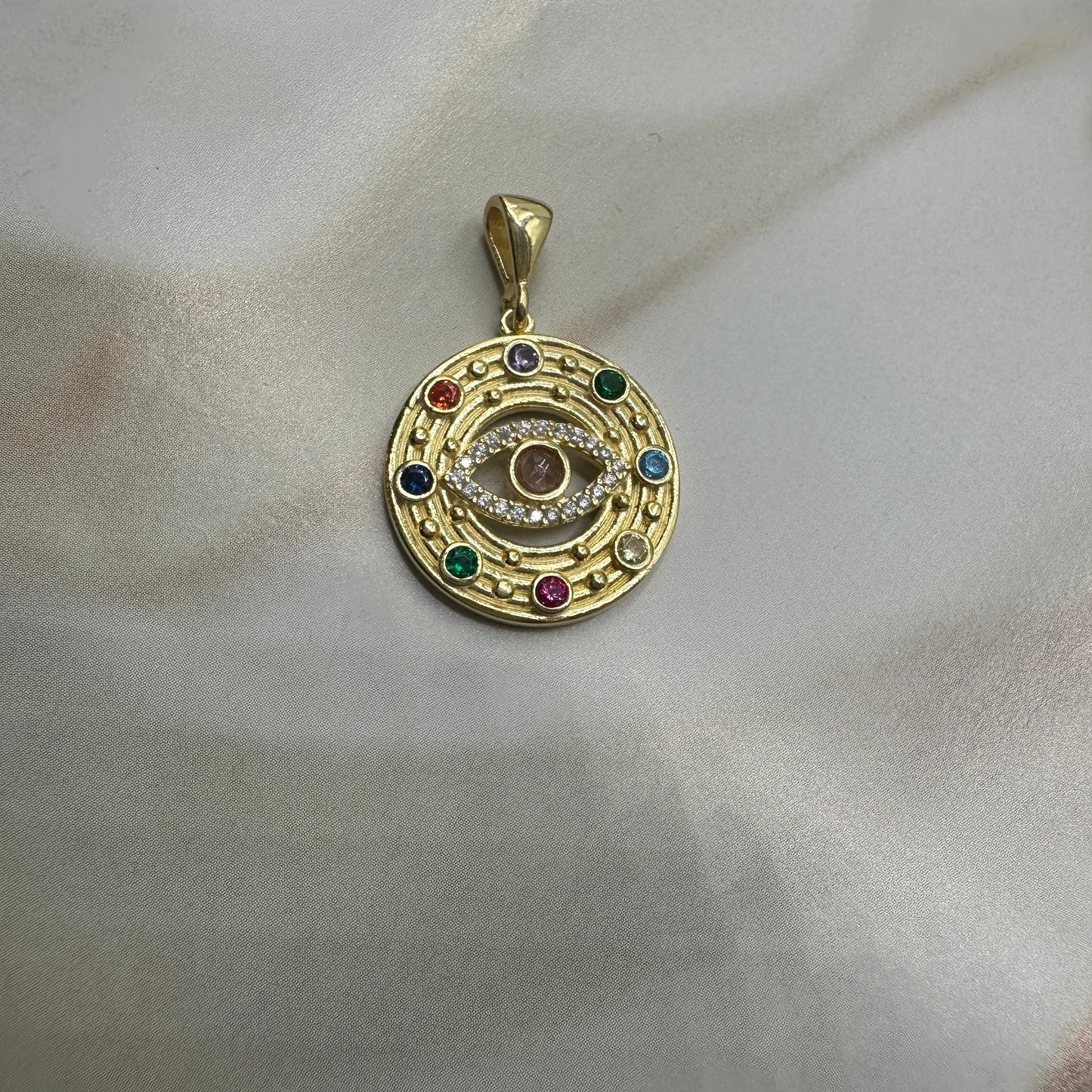 Colored Evil Eye Chacra Pendant