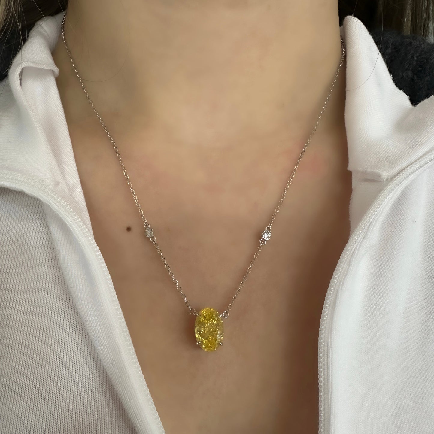 Colored Ice Cut Oval Necklace