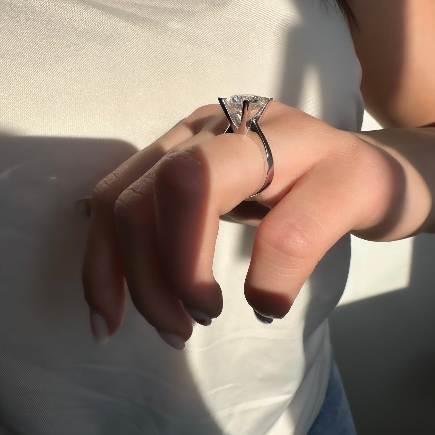 Four Carat G-Color Solitaire Ring